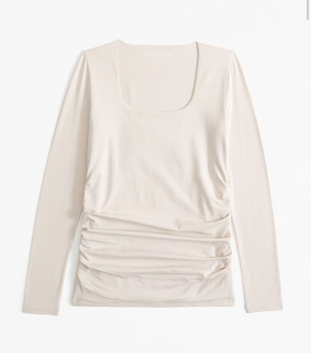 Abercrombie & Fitch | Beige Maternity Long Sleeve Cotton Blend Seamless Top Sz S